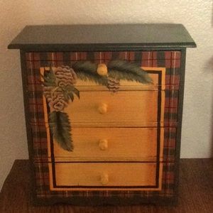 Wooden Jewelry/misc container. 10 1/2” X 10” X 4”